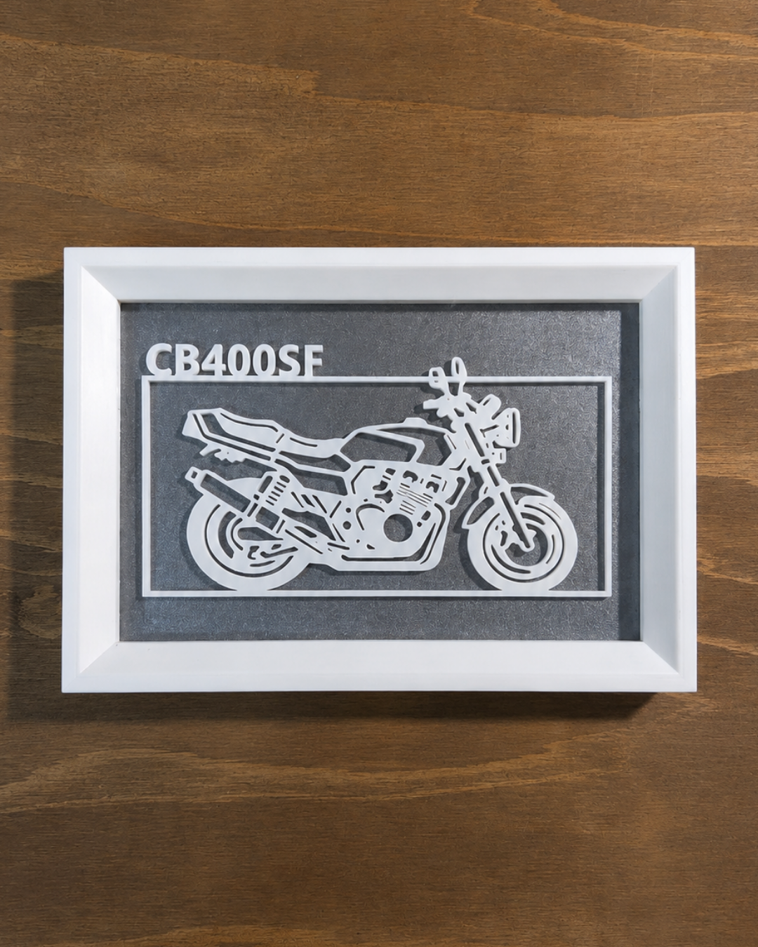 【White】Custom Motorcycle Frame ArtーLandscape|バイクフレームアート横型