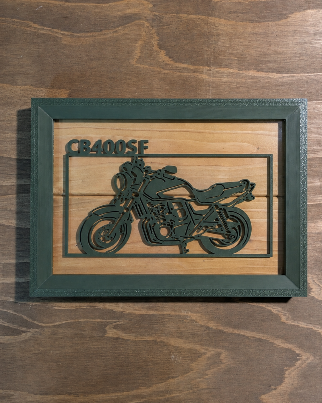 【Olive Green】Custom Motorcycle Frame Art ーLandscape|バイクフレームアート横型