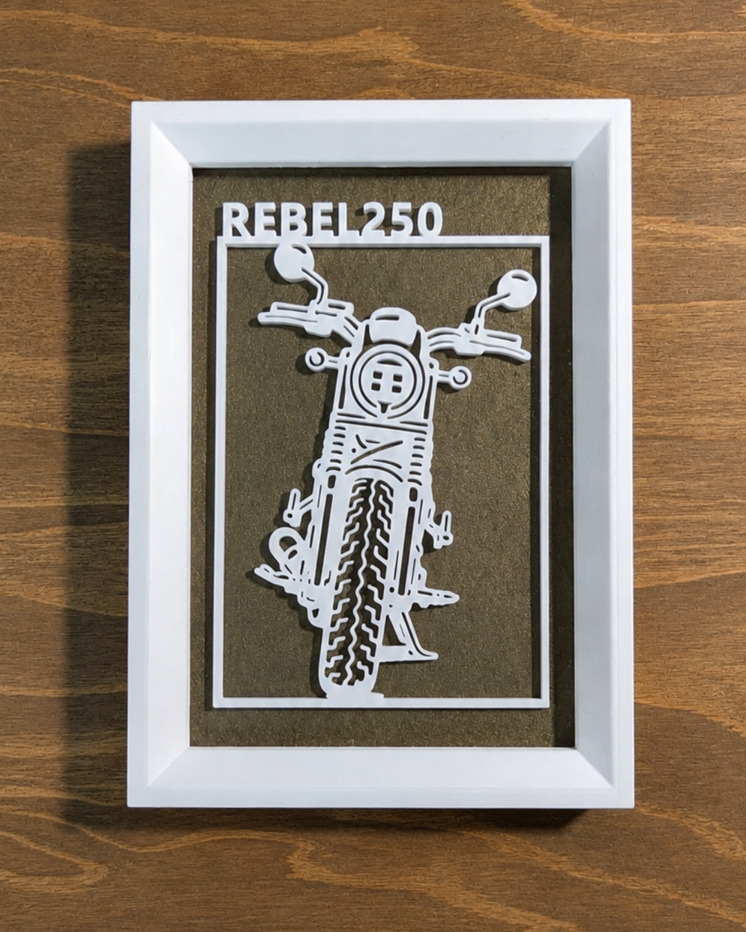 【White】Custom Motorcycle Frame ArtーPortrait|バイクフレームアート縦型