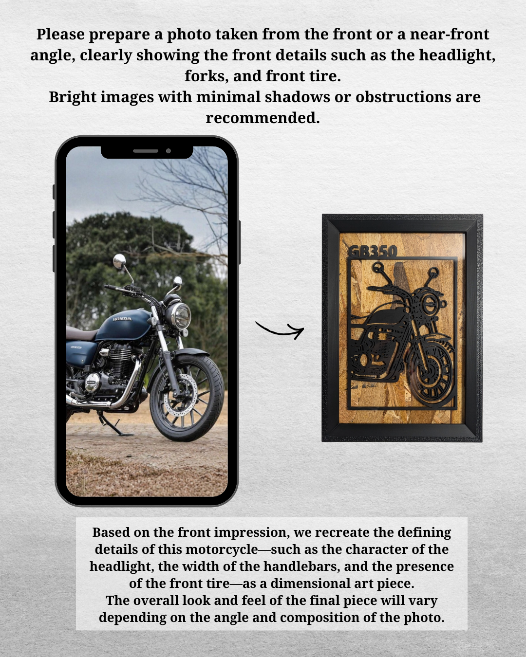【Olive Green】Custom Motorcycle Frame Art ーPortrait｜バイクフレームアート縦型