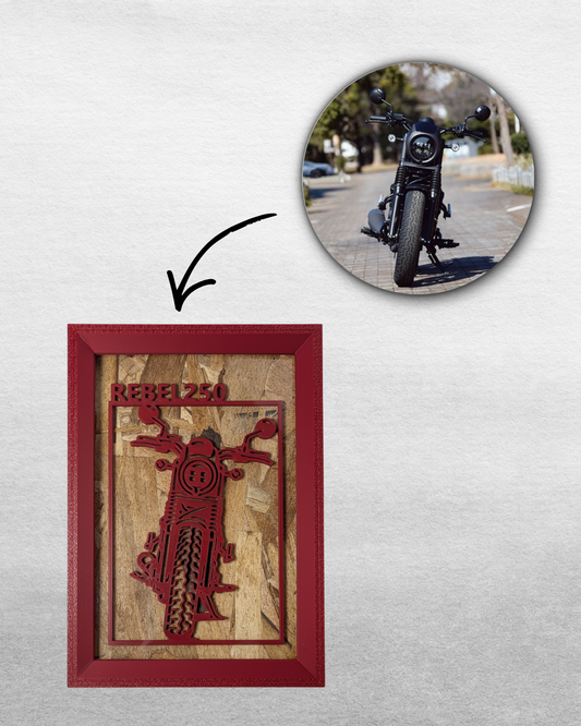 【Wine Red】Custom Motorcycle Frame Art ーPortrait｜バイクフレームアート縦型