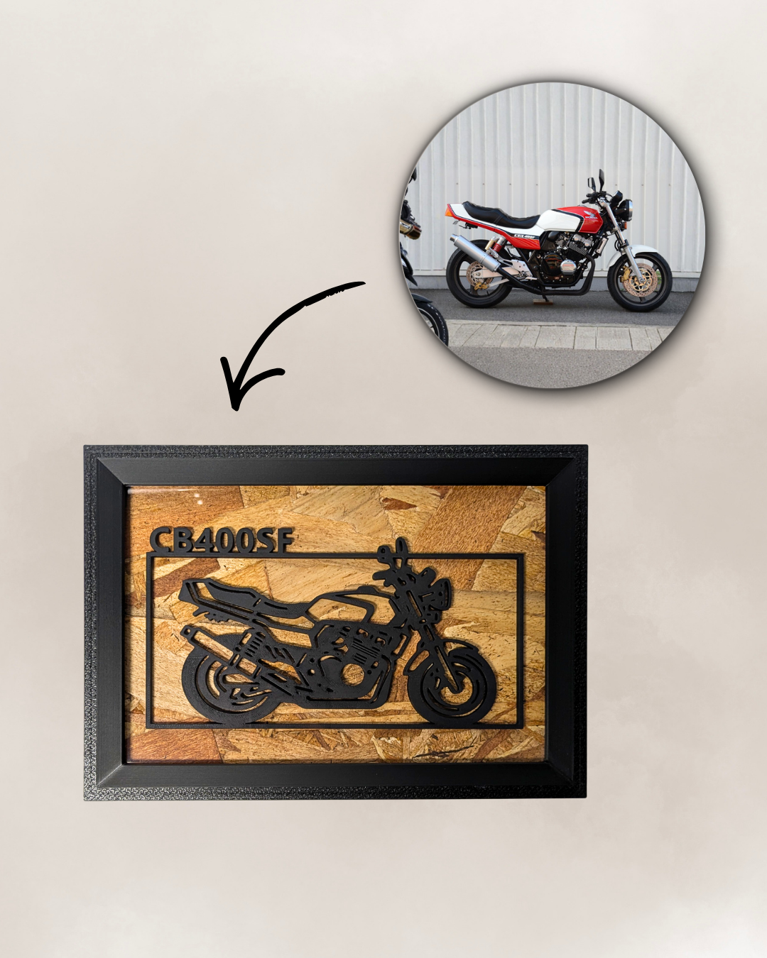 【Black】Motorcycle Frame ArtーLandscape｜バイクフレームアート横型