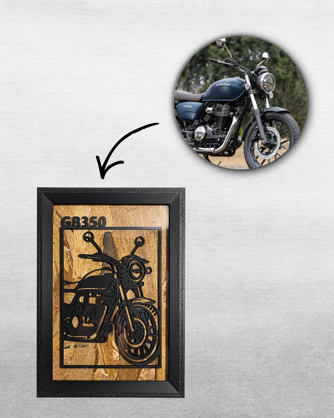 【Black】Custom Motorcycle Frame ArtーPortrait｜バイクフレームアート縦型