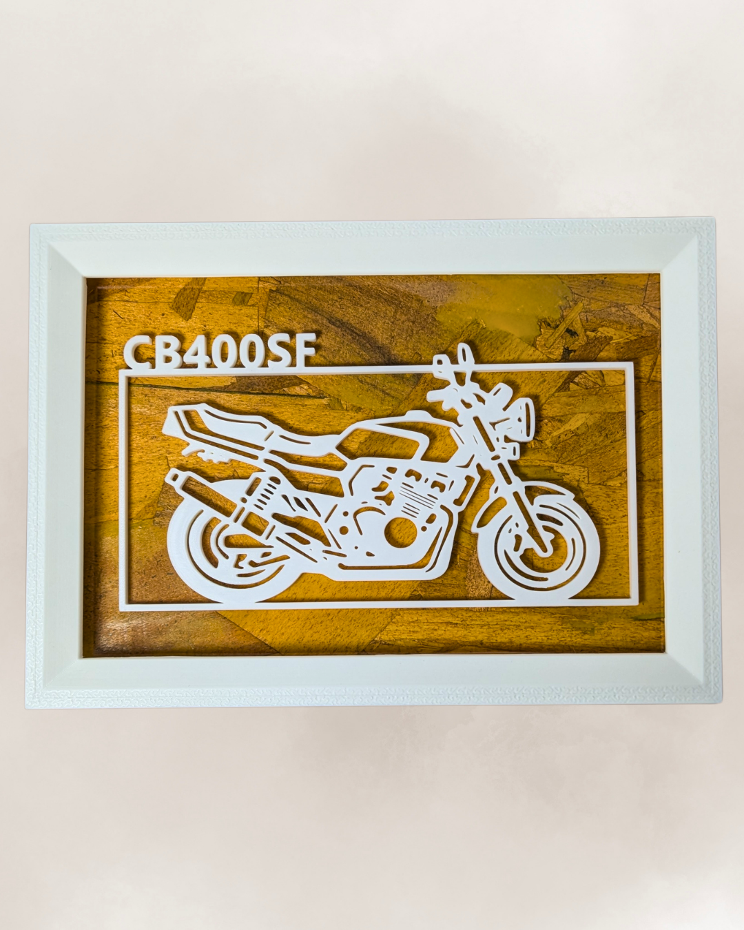 【White】Motorcycle Frame ArtーLandscape｜バイクフレームアート横型