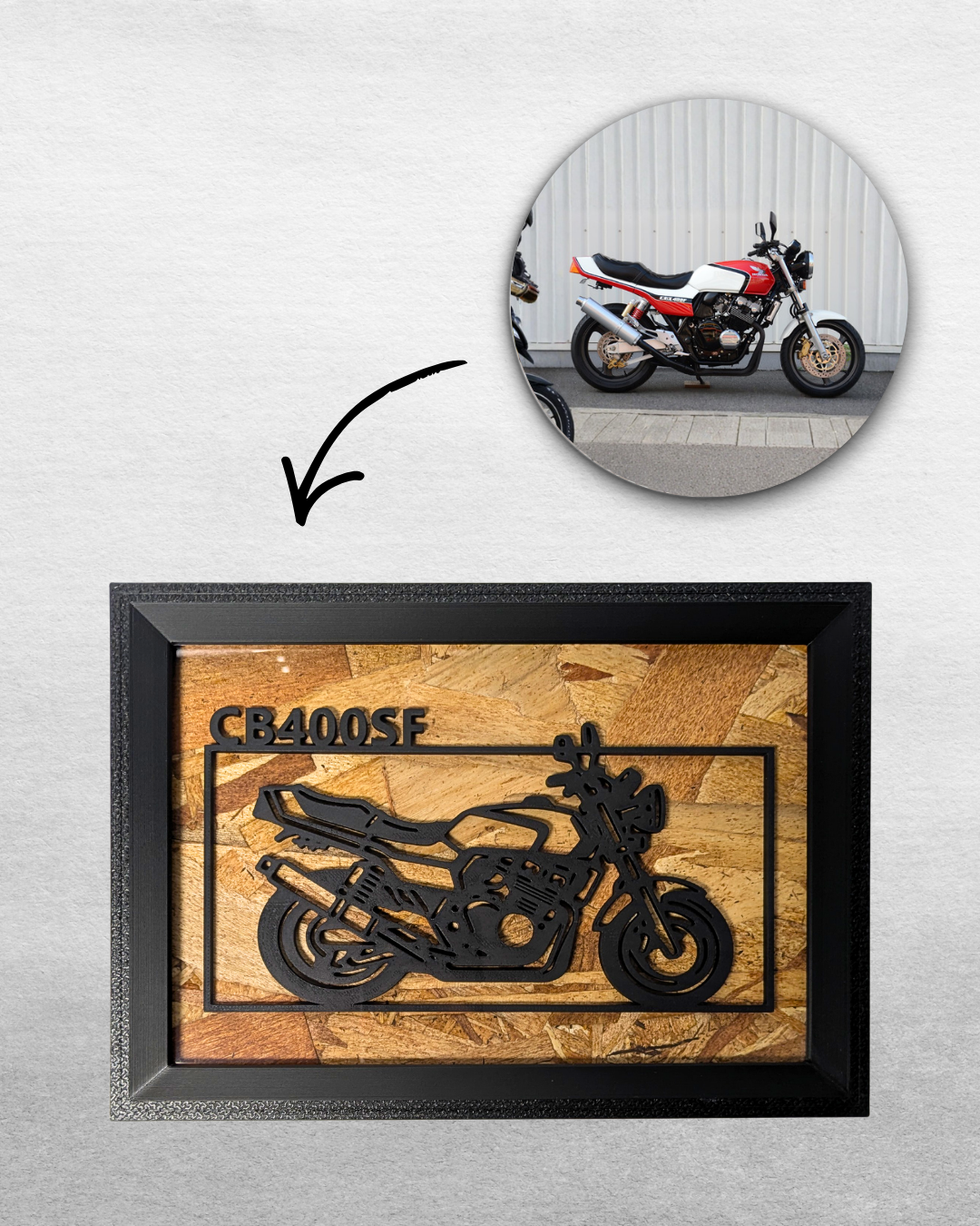 【Black】Custom Motorcycle Frame ArtーLandscape｜バイクフレームアート横型