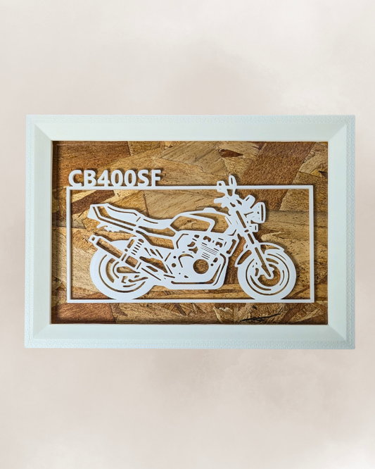 【White】Motorcycle Frame ArtーLandscape｜バイクフレームアート横型