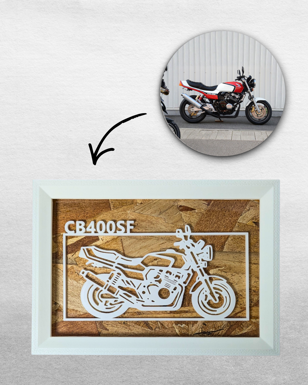 【White】Custom Motorcycle Frame ArtーLandscape｜バイクフレームアート横型
