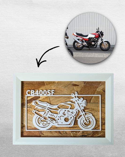 【White】Custom Motorcycle Frame ArtーLandscape｜バイクフレームアート横型