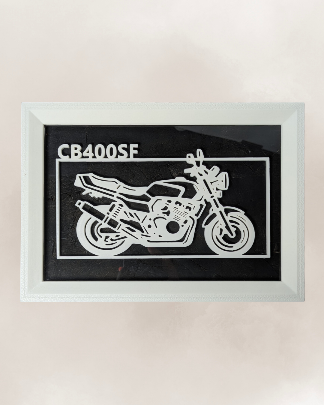 【White】Motorcycle Frame ArtーLandscape｜バイクフレームアート横型