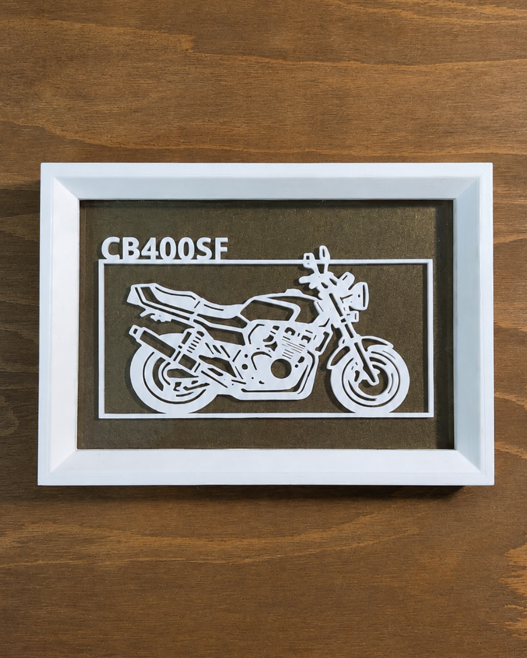 【White】Custom Motorcycle Frame ArtーLandscape｜バイクフレームアート横型