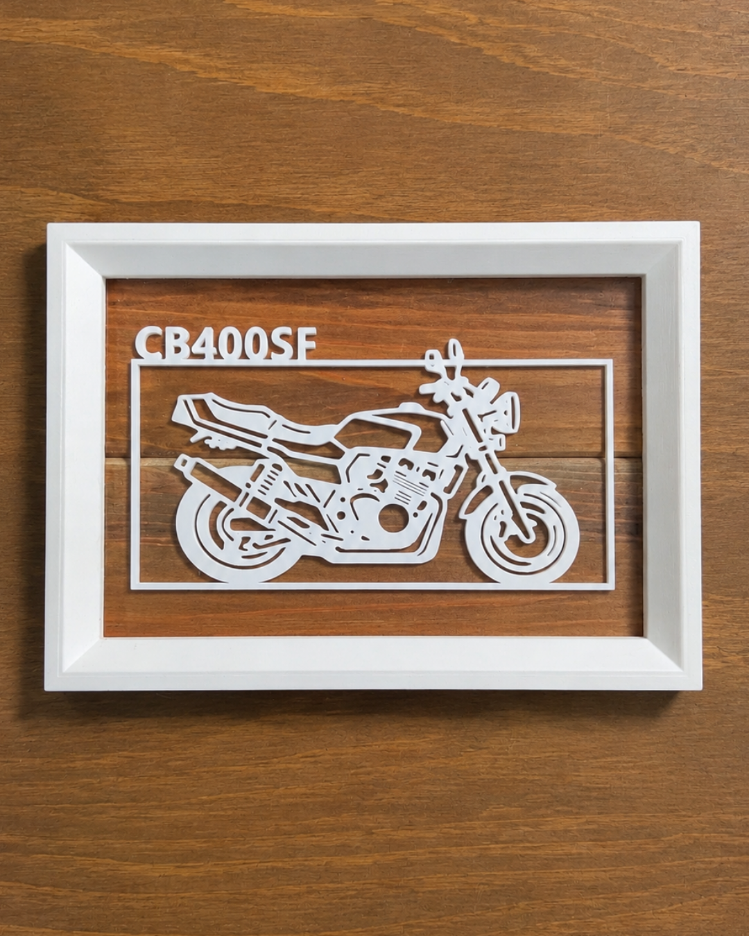 【White】Custom Motorcycle Frame ArtーLandscape｜バイクフレームアート横型