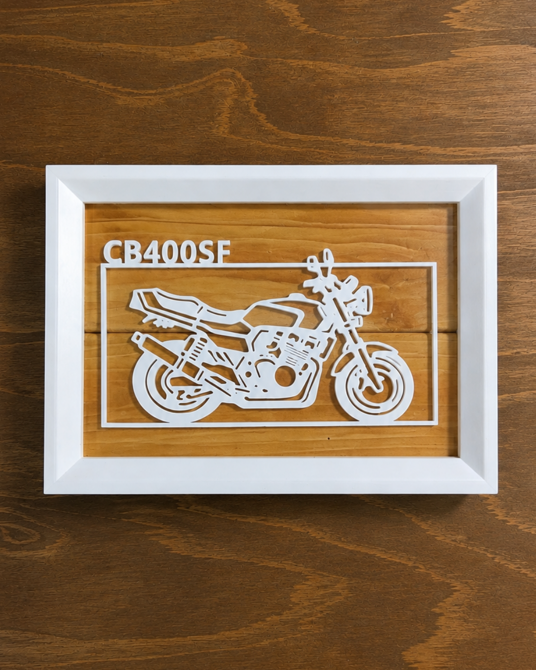 【White】Custom Motorcycle Frame ArtーLandscape｜バイクフレームアート横型