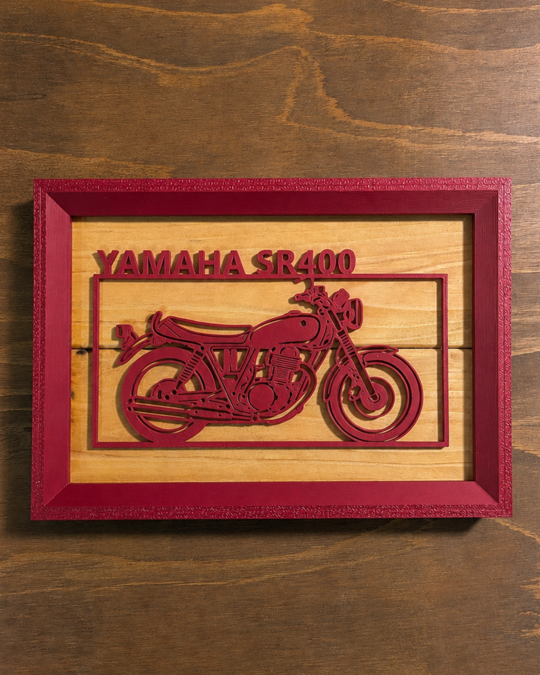 【Wine Red】Custom Motorcycle Frame Art ーLandscape｜バイクフレームアート横型
