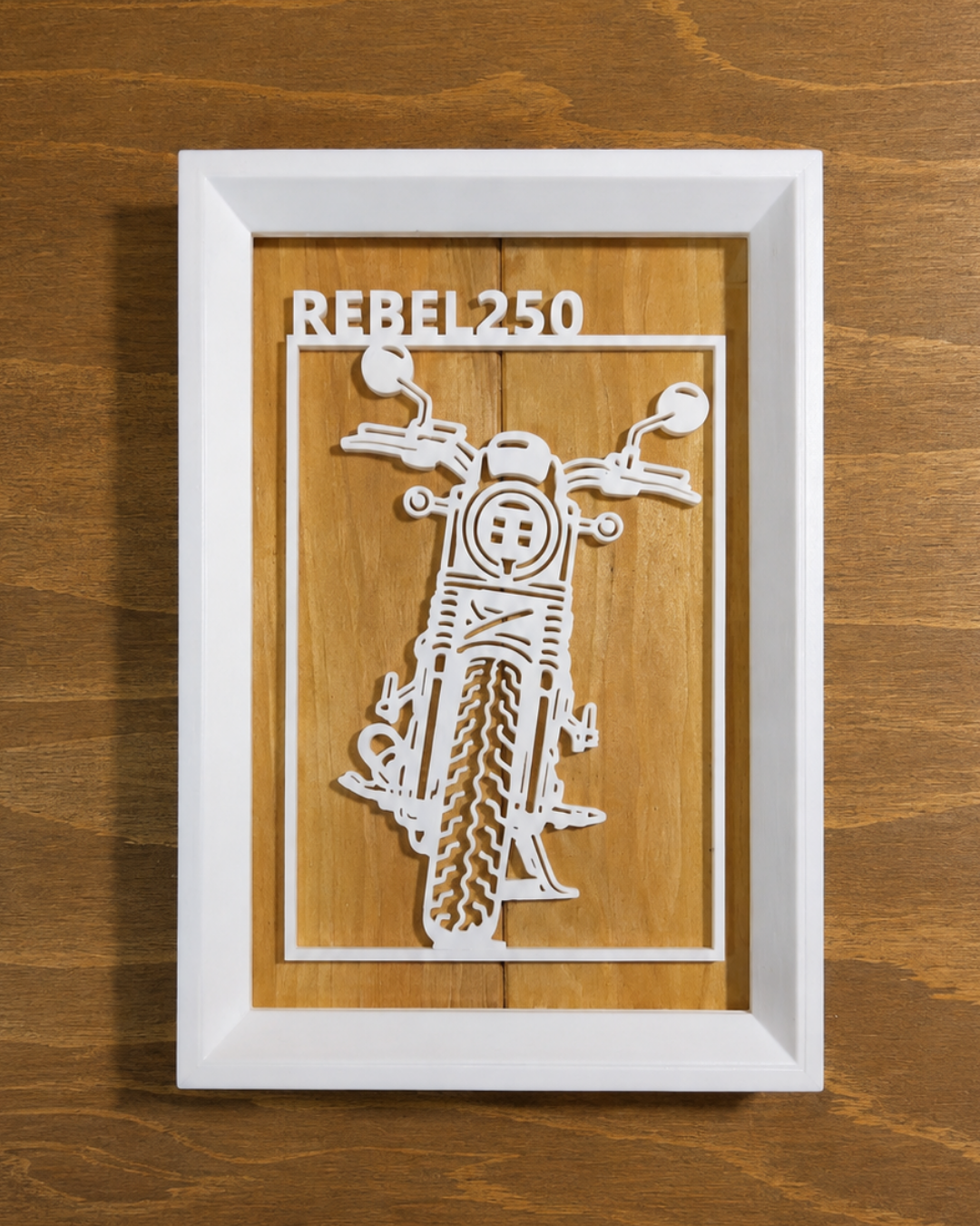 【White】Custom Motorcycle Frame ArtーPortrait｜バイクフレームアート縦型