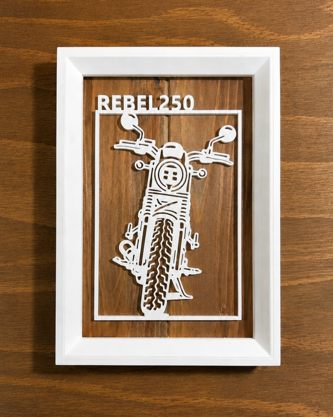 【White】Custom Motorcycle Frame ArtーPortrait｜バイクフレームアート縦型