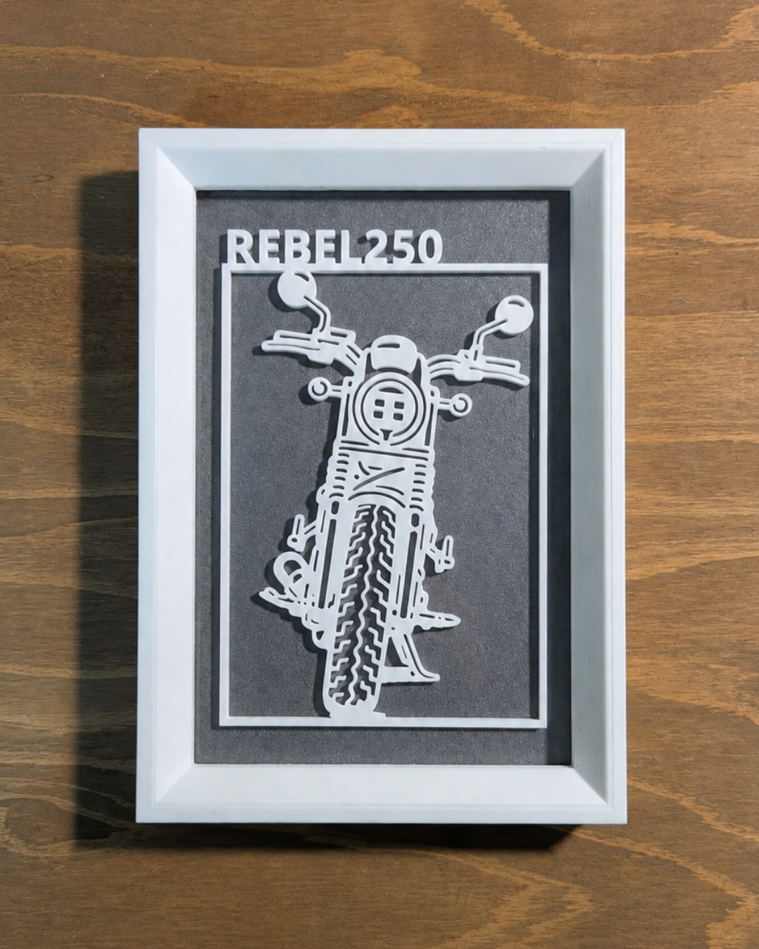 【White】Custom Motorcycle Frame ArtーPortrait｜バイクフレームアート縦型