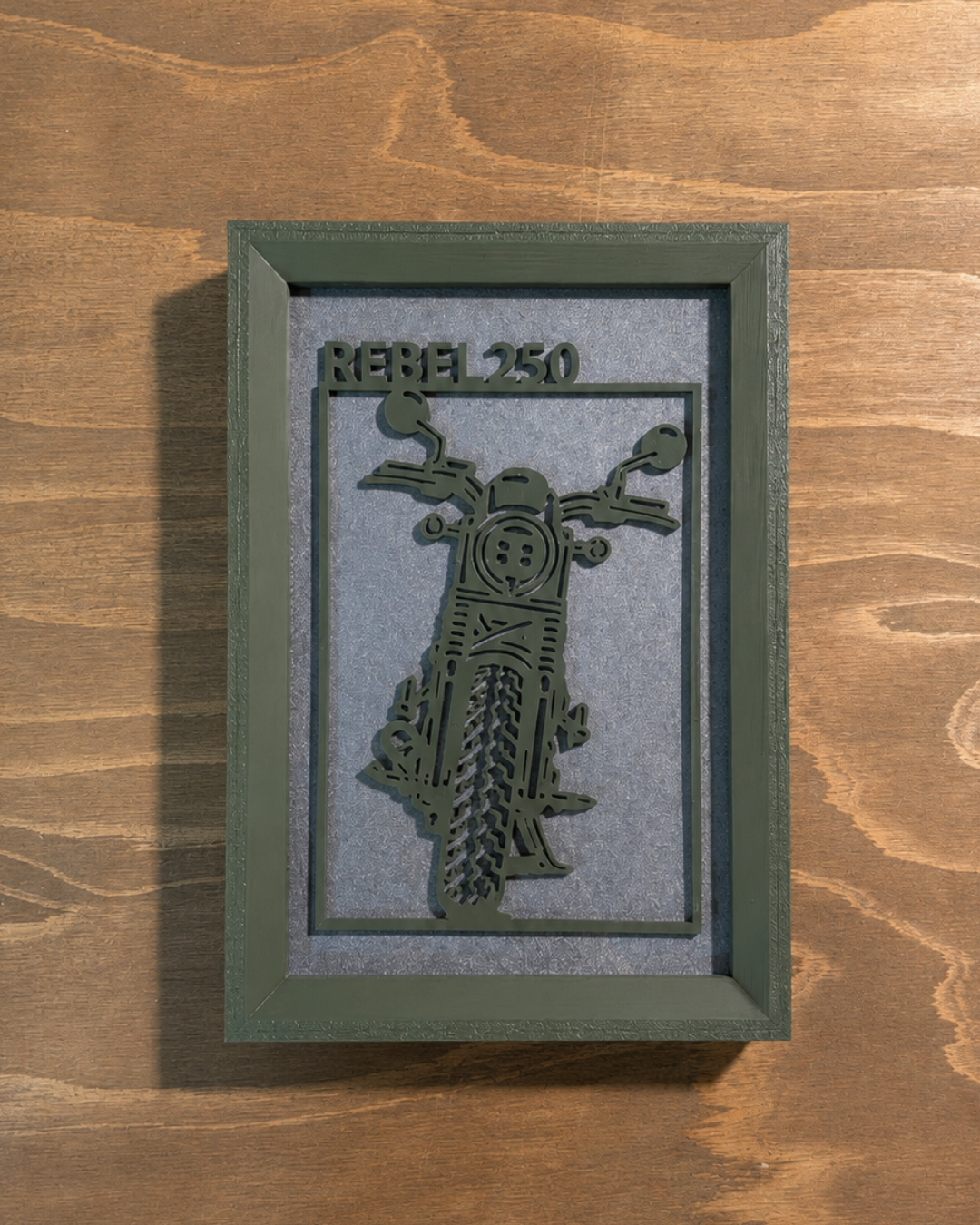 【Olive Green】Custom Motorcycle Frame Art ーPortrait｜バイクフレームアート縦型
