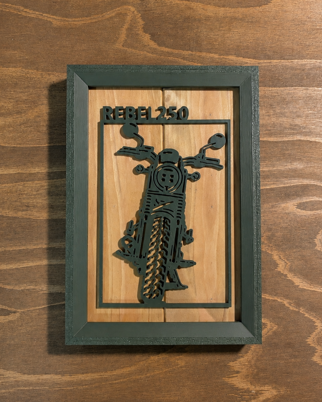 【Olive Green】Custom Motorcycle Frame Art ーPortrait｜バイクフレームアート縦型