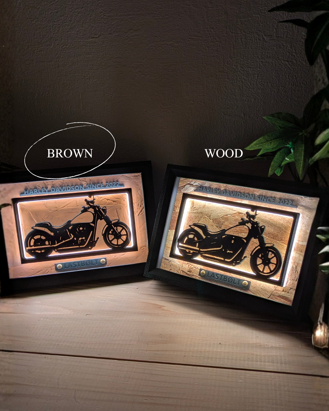 【Brown】Custom Motorcycle Light Frame Art