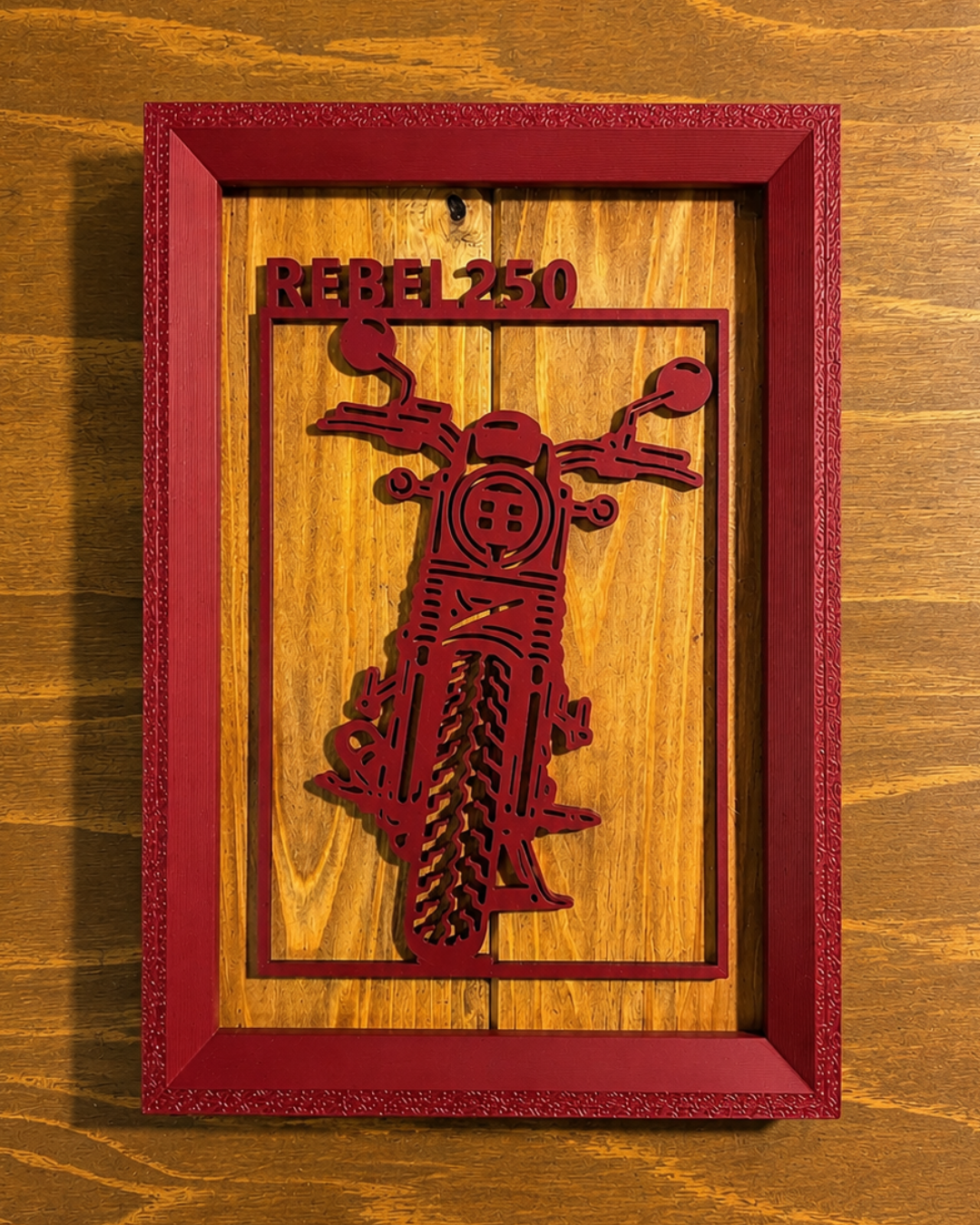 【Wine Red】Custom Motorcycle Frame Art ーPortrait｜バイクフレームアート縦型