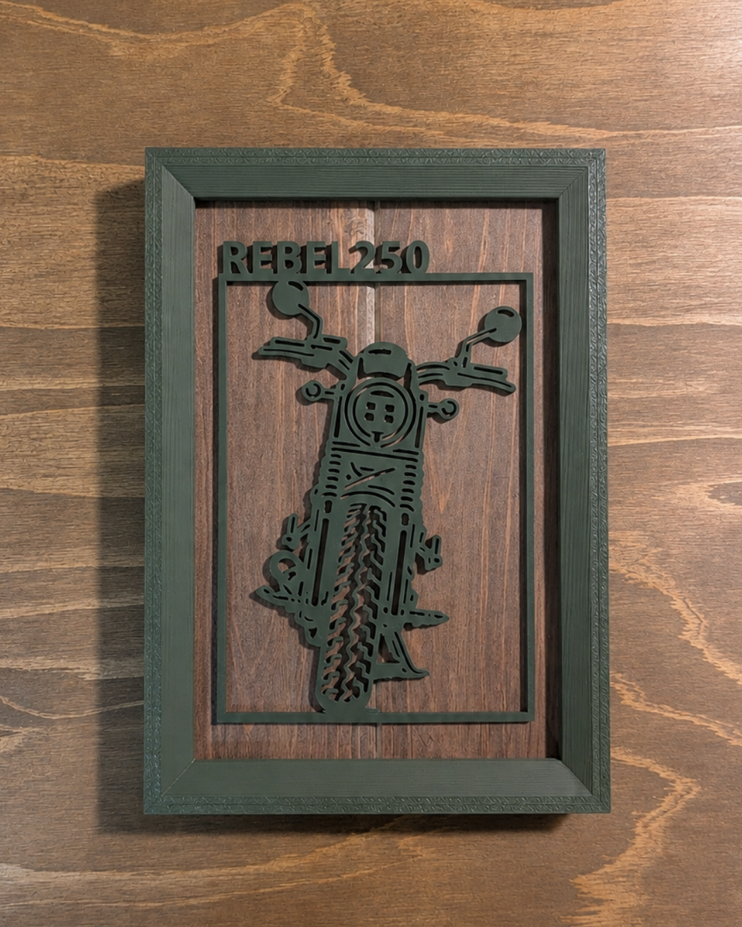 【Olive Green】Custom Motorcycle Frame Art ーPortrait｜バイクフレームアート縦型