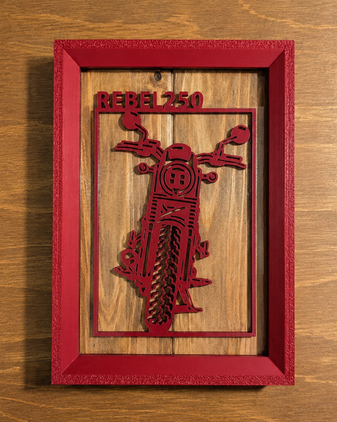 【Wine Red】Custom Motorcycle Frame Art ーPortrait｜バイクフレームアート縦型
