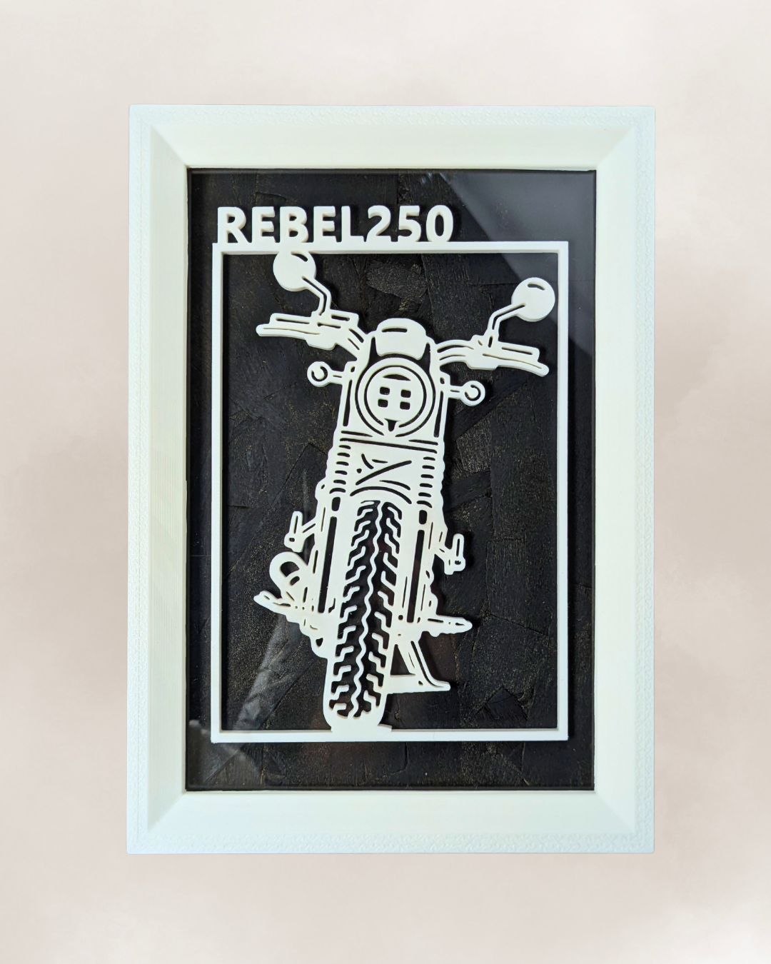【White】Motorcycle Frame ArtーPortrait｜バイクフレームアート縦型