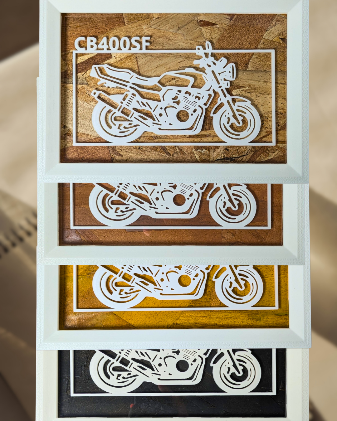 【White】Motorcycle Frame ArtーLandscape｜バイクフレームアート横型
