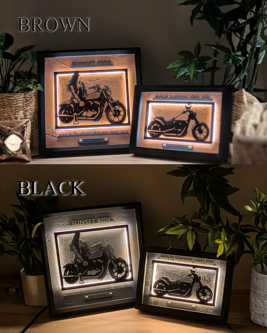 【Brown】Custom Motorcycle Light Frame Art
