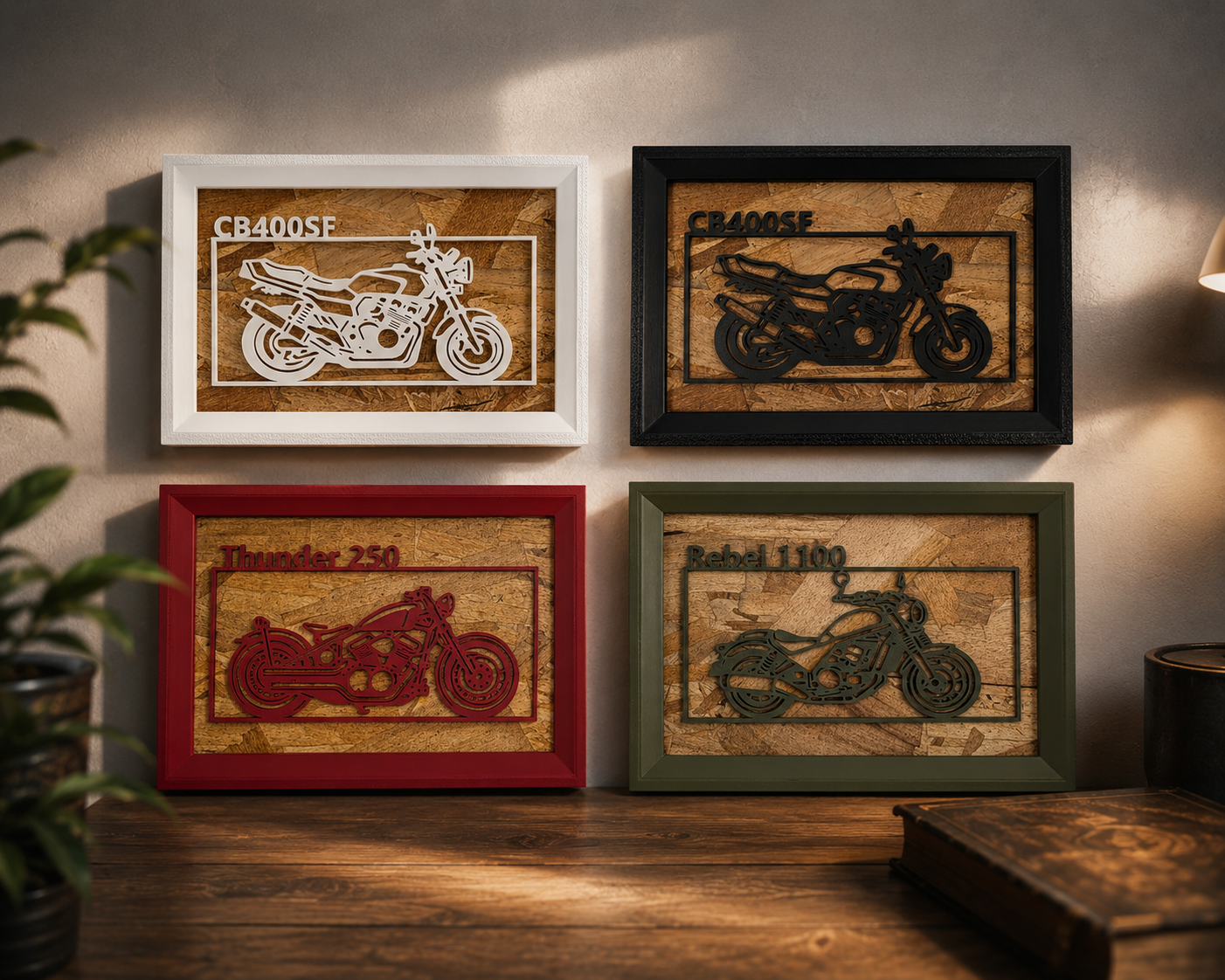 【Black】Custom Motorcycle Frame ArtーLandscape｜バイクフレームアート横型