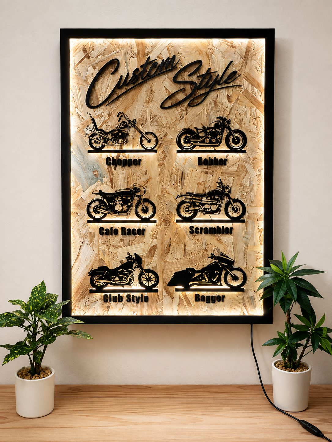 ＜A2サイズ＞ 6 Motorcycle Style Light Frame Art｜6スタイルLEDパネル