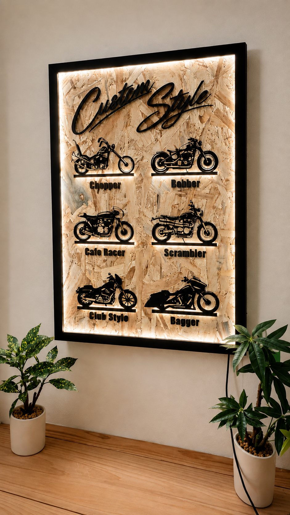 ＜A2サイズ＞ 6 Motorcycle Style Light Frame Art｜6スタイルLEDパネル