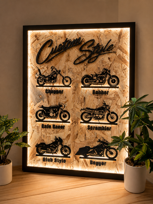 ＜A2サイズ＞ 6 Motorcycle Style Light Frame Art｜6スタイルLEDパネル