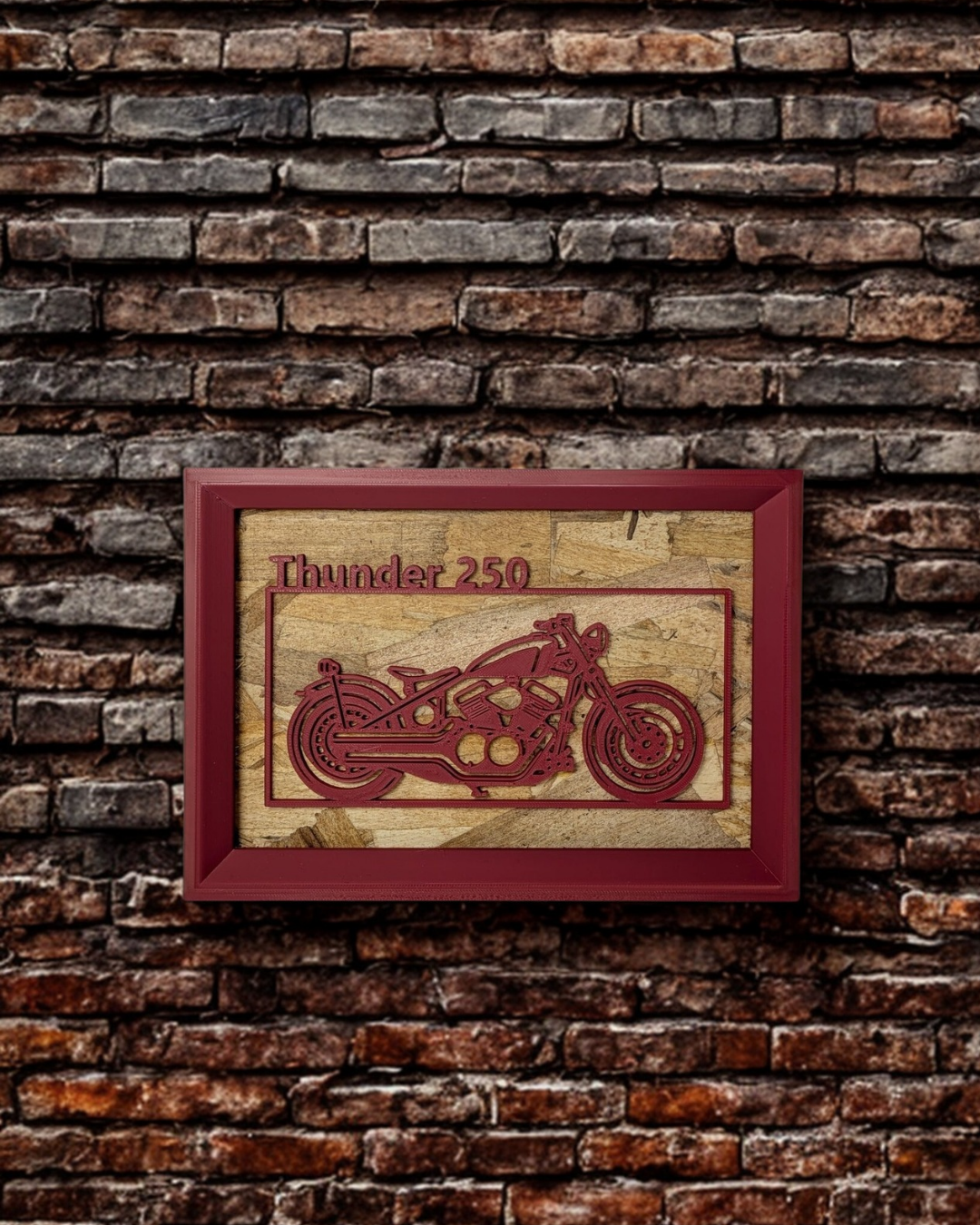 【Wine Red】Motorcycle Frame Art ーLandscape｜バイクフレームアート横型